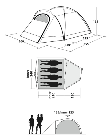 Outwell Cloud 4 Blackroom 4 Kişilik Lux Çadır