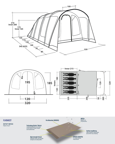 Outwell Ohio 5 TC Premium 20 M² & 5 Kişilik Yüksek Aile Çadırı