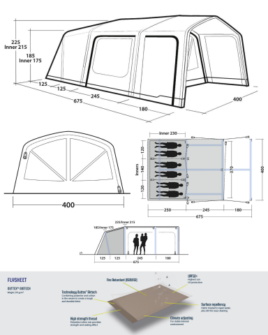 Outwell Boston 6 Air TC 27 M² & 6 Kişilik Premium Şişme Çadır