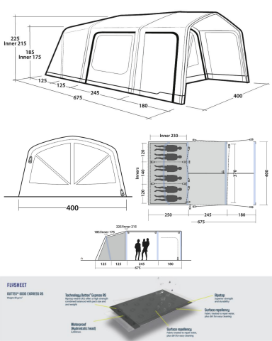 Outwell Iowa 6 Air 27 M² & 6 Kişilik Premium Şişme Çadır