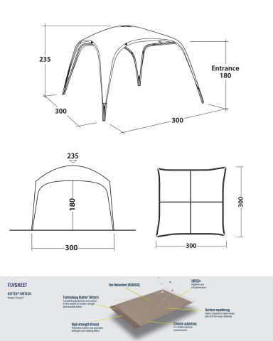 Outwell Wakefield Shelter M UPF+50 Korumalı 3x3 m. Gazebo Çadır & Gölgelik