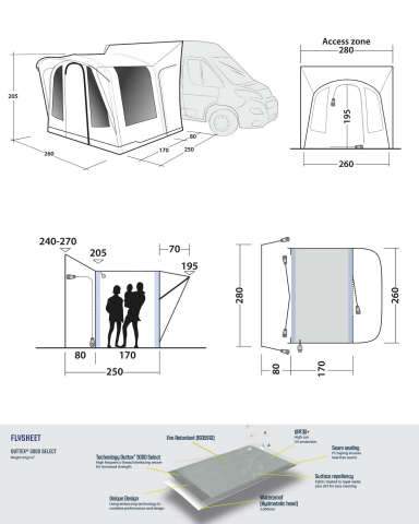 Outwell Santa Monica Air Mid/tall Premium Araç & Karavan Yan Şişme Çadır