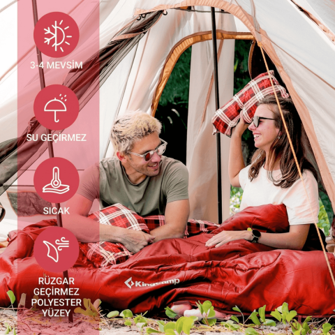 KingCamp Snowflake 300-D Ultra Çift Kişilik Uyku Tulumu Red