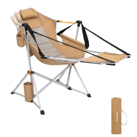 KingCamp Orchid Lux Ayak Dayamalı & Salıncaklı Hamak Kamp Sandalyesi Khaki/Grey