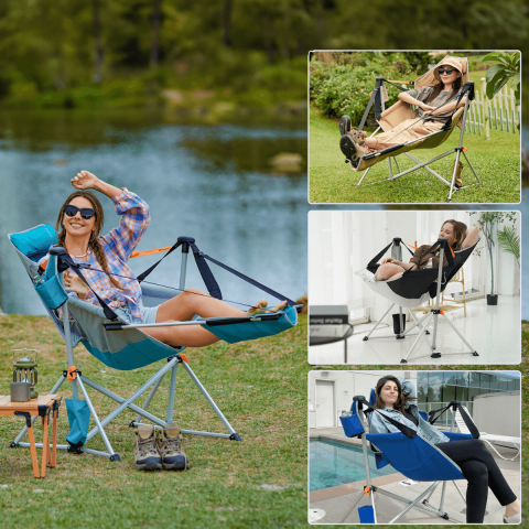 KingCamp Orchid Lux Ayak Dayamalı & Salıncaklı Hamak Kamp Sandalyesi Khaki/Grey