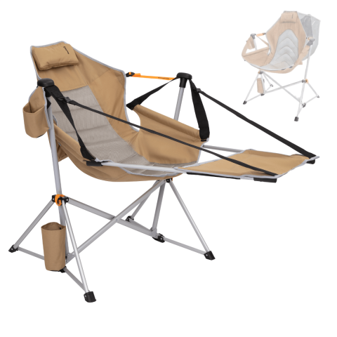 KingCamp Orchid Lux Ayak Dayamalı & Salıncaklı Hamak Kamp Sandalyesi Khaki/Grey