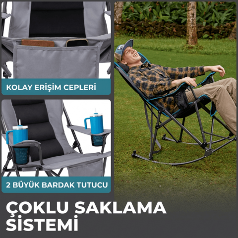Fundango Cozy Rocking Chair | Sallanan Katlanır Kamp Sandalyesi Black