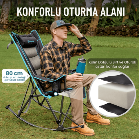 Fundango Cozy Rocking Chair | Sallanan Katlanır Kamp Sandalyesi Black