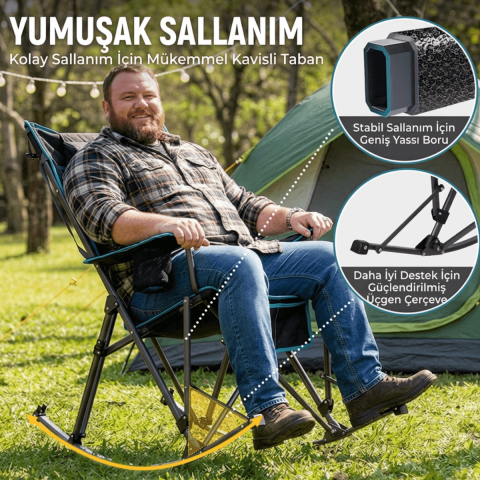 Fundango Cozy Rocking Chair | Sallanan Katlanır Kamp Sandalyesi Black