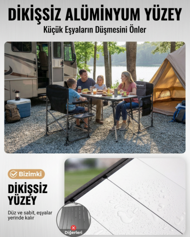 KingCamp GRANITE C14070 | 140x70 cm Geniş Katlanır Lux Kamp Masası
