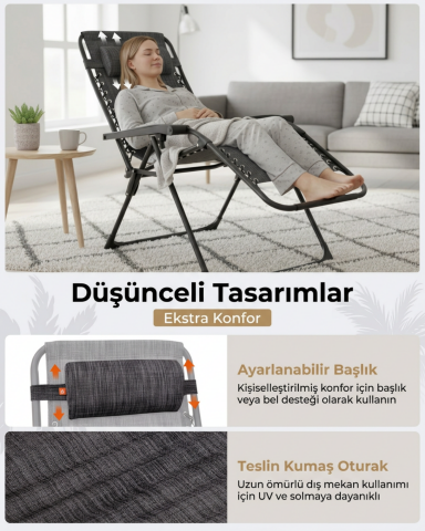 KingCamp DAYLILY B10 Zero Gravity Ayarlanabilir Kamp Sandalyesi & Şezlong