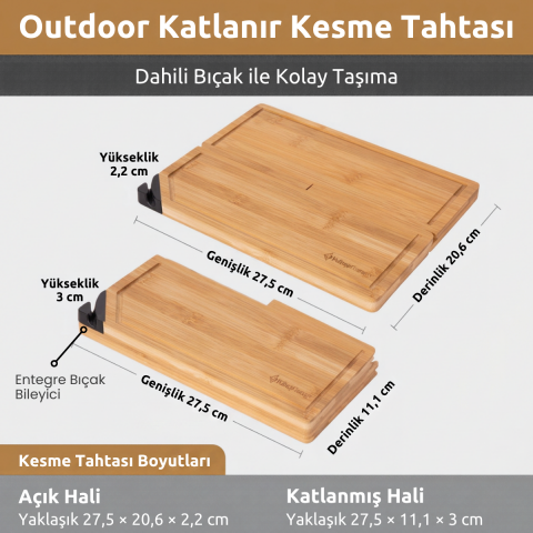 KingCamp GATHER M2 Premium I Bıçak ve Bambu Kesme Tahtası Seti