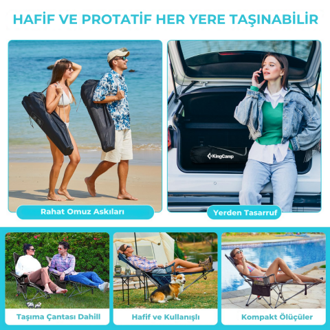 KingCamp WILLOW AeroComfort Lounge 4 Pozisyonlu Yatabilen Kamp Sandalyesi