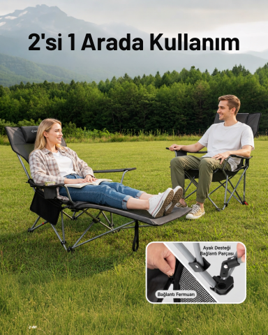 KingCamp WILLOW AeroComfort Lounge 4 Pozisyonlu Yatabilen Kamp Sandalyesi