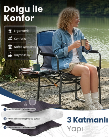 KingCamp ASH C30 Premium Comfort Katlanır Kamp Sandalyesi
