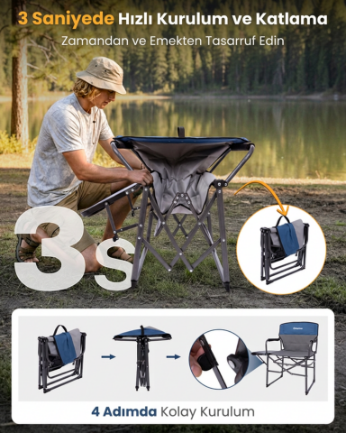 KingCamp ASH C30 Premium Comfort Katlanır Kamp Sandalyesi