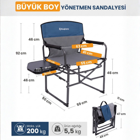 KingCamp ASH C30 Premium Comfort Katlanır Kamp Sandalyesi