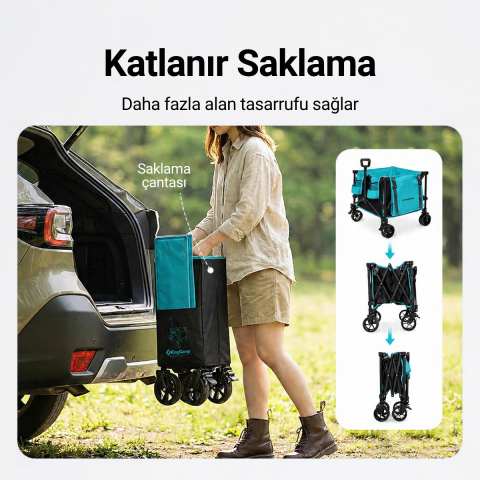KingCamp CUBE S5 I Çok Amaçlı 90 L Katlanır Vagon Araba