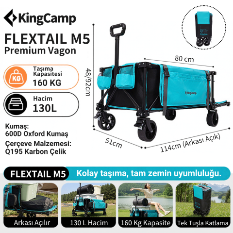 KingCamp FLEXTAIL M5 Çok Amaçlı 130 L Katlanır Vagon Araba