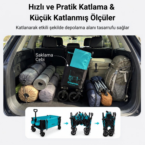 KingCamp FLEXTAIL M5 Çok Amaçlı 130 L Katlanır Vagon Araba