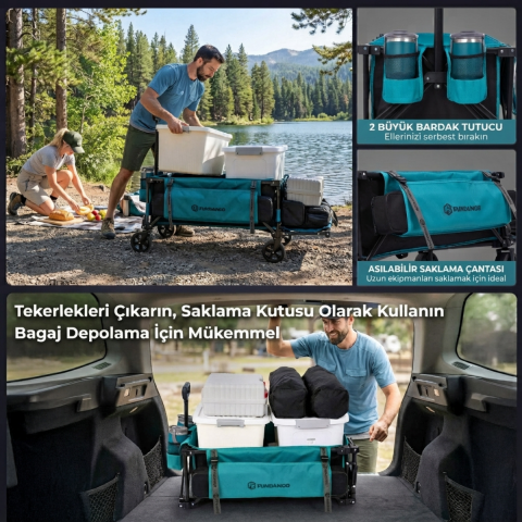 Fundango Deluxe M Premium 220L Frenli Katlanır Vagon Araba
