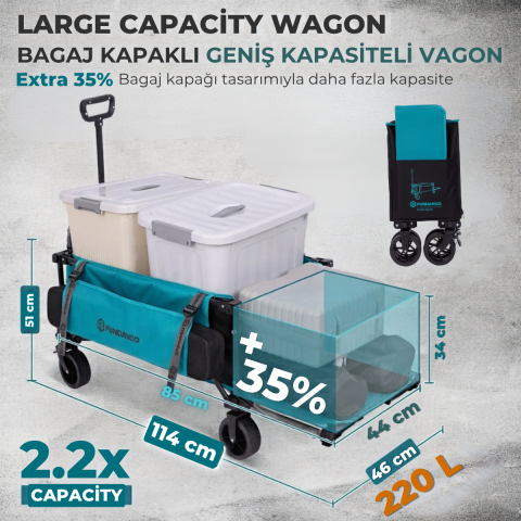 Fundango Deluxe M Premium 220L Frenli Katlanır Vagon Araba