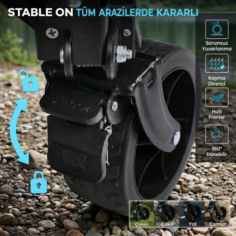 Fundango Deluxe M Premium 220L Frenli Katlanır Vagon Araba