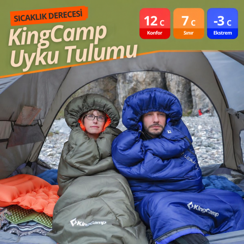 KingCamp Huran 250 Konforlu Uyku Tulumu Green Sol F.