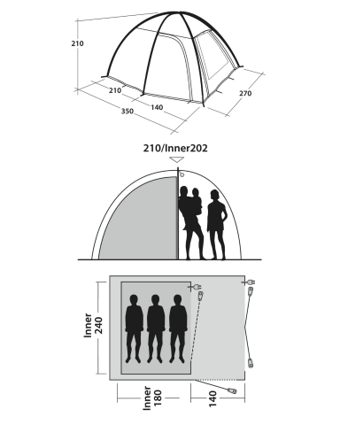 Outwell Arizona 3 Darkinner 9 m² & 3 Kişilik Yüksek Aile Çadırı